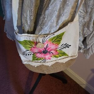 Boho Floral Canvas Crossbody Bag